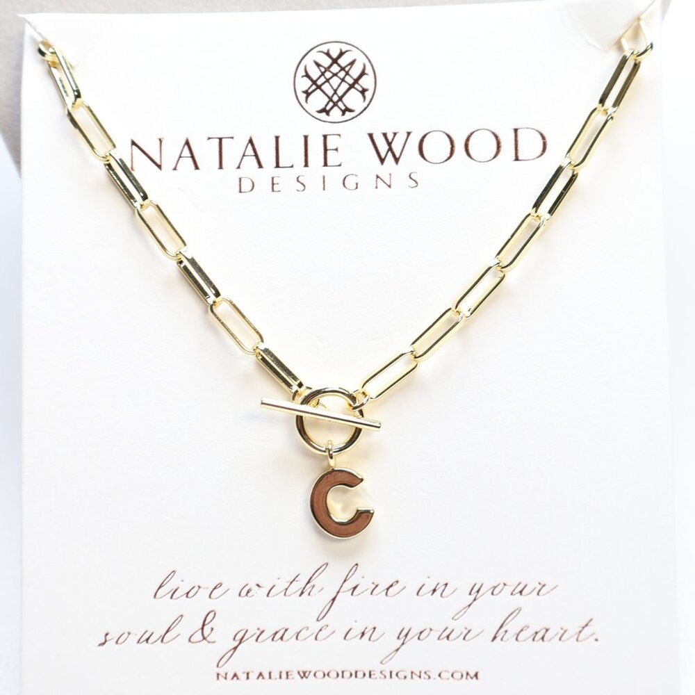 Natalie Wood Designs Gold Tone Letter Initial C Toggle Necklace $45 New
